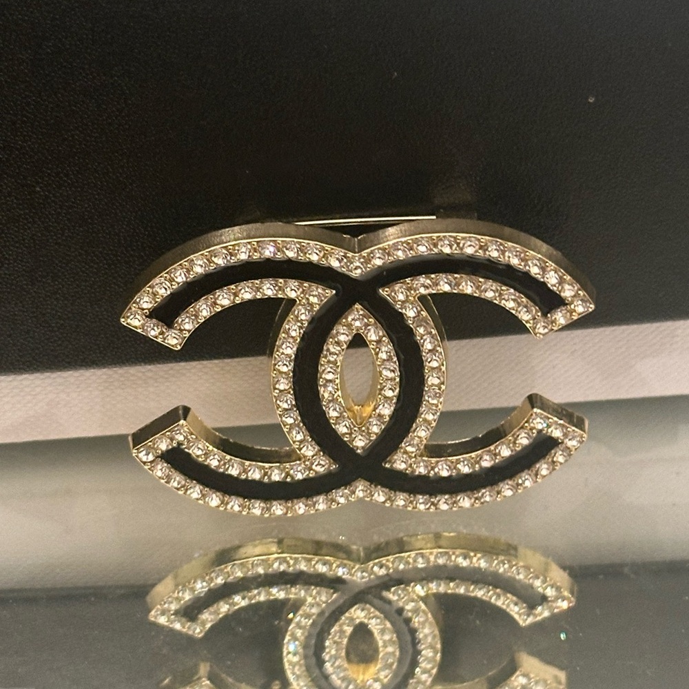 CHANEL Black and Silver Crystal Brooch - Picture 2 of 7